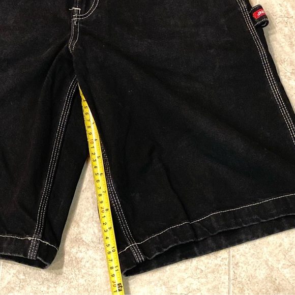 Vintage Y2K 90s JNCO Black Crown Logo Baggy Denim Shorts Size 29 Skater Grunge - Picture 11 of 13